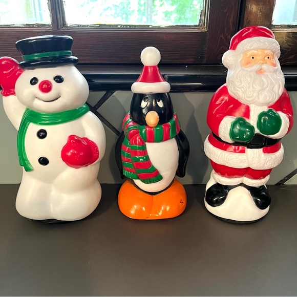 General Foam Blow Mold set 3 Snowman, Penguin, Santa - Picture 1 of 12